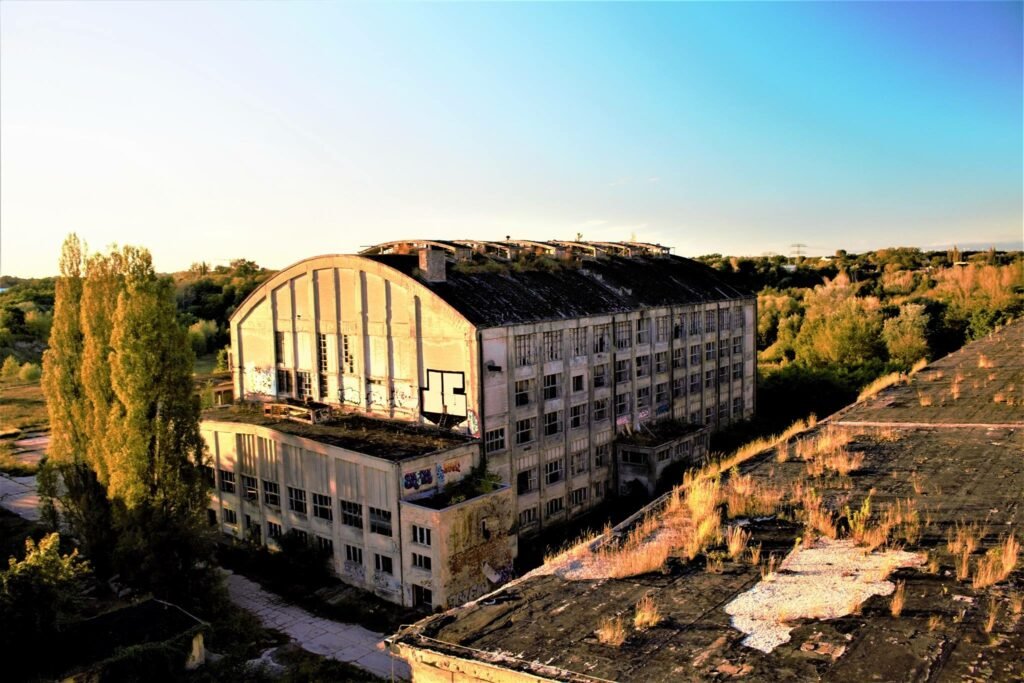 Urbex view on the top of an abandoned chemical factory in Germany